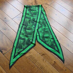 Vintage Anne Klein Oblong Long Scarf Wrap Green Black Abstract